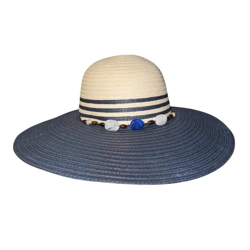 SOM-HER MADE IN MEXICO Blue and Cream Wide Brim Hat